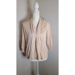 J.Crew Womens Peach Linen Cotton Shawl Collar Open Front Cardigan Sweater S
